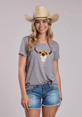 Womens Roper Poly Rayon Heather Grey Jersey Short Sleeve Shirt - Roper - Flyclothing LLC