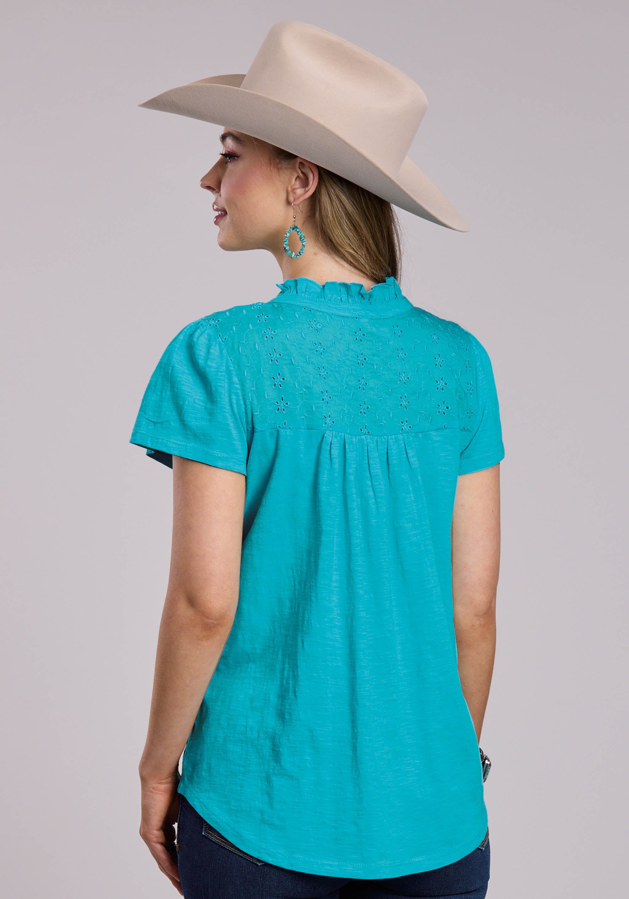 Womens Roper Cotton Slub Jersey Short Sleeve Shirt