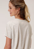 Roper Womens Heather Oatmeal Short Sleeve Knit Top - Roper