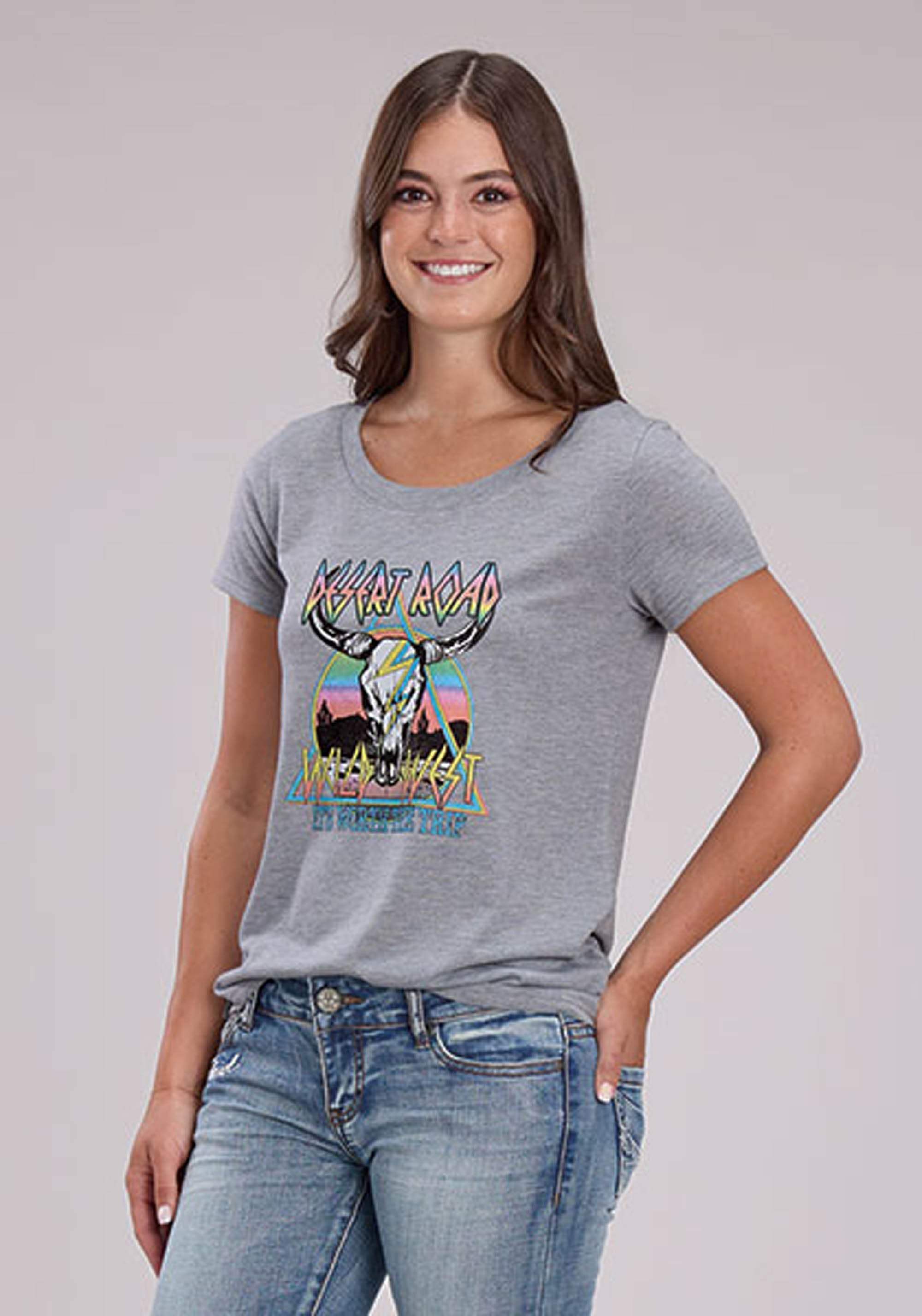 Roper Womens Short Sleeve Pullover Poly Rayon Jersey Crew Neck Tee Western Shirt - Roper - Flyclothing LLC