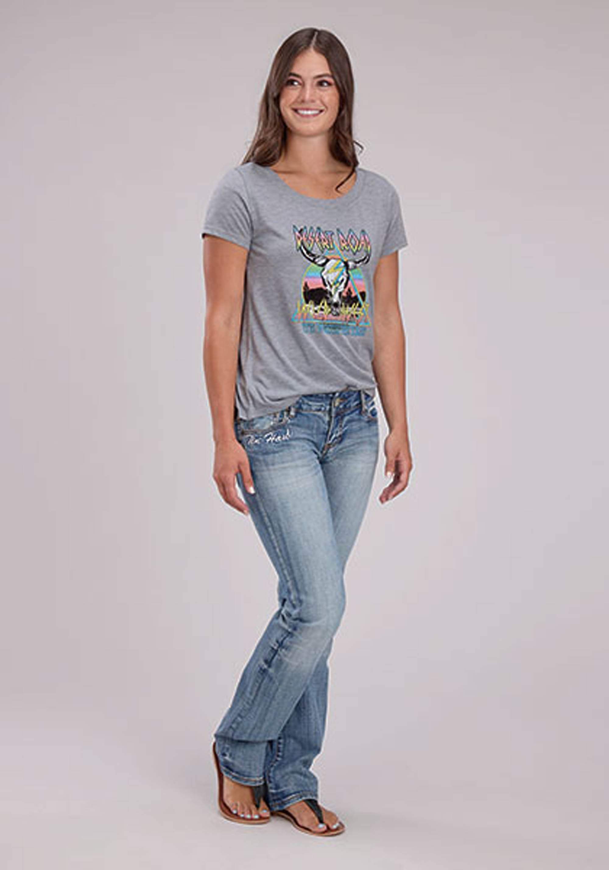 Roper Womens Short Sleeve Pullover Poly Rayon Jersey Crew Neck Tee Western Shirt - Roper - Flyclothing LLC