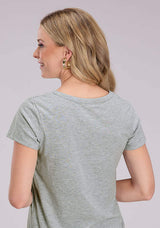 Roper Womens Short Sleeve Pullover Heather Gray Poly Jersey Knit Top Western Shir - Roper - Flyclothing LLC