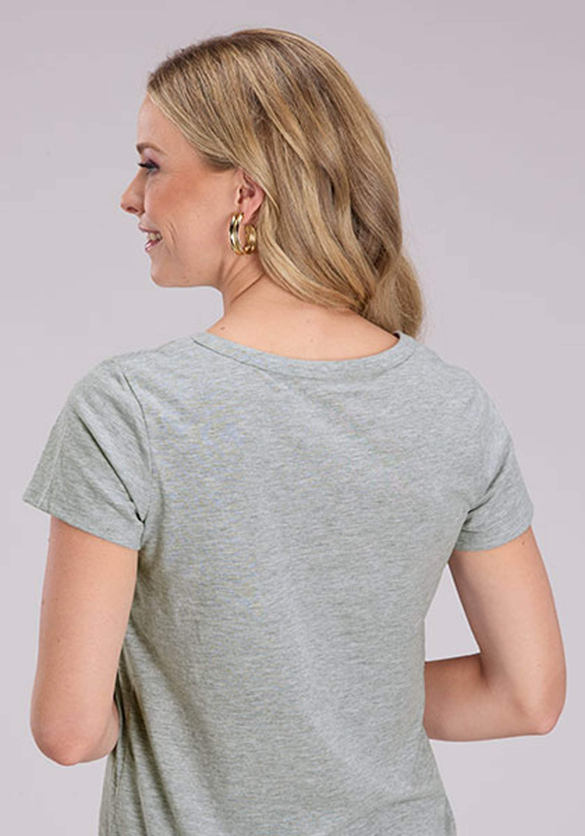 Roper Womens Short Sleeve Pullover Heather Gray Poly Jersey Knit Top Western Shir - Roper - Flyclothing LLC