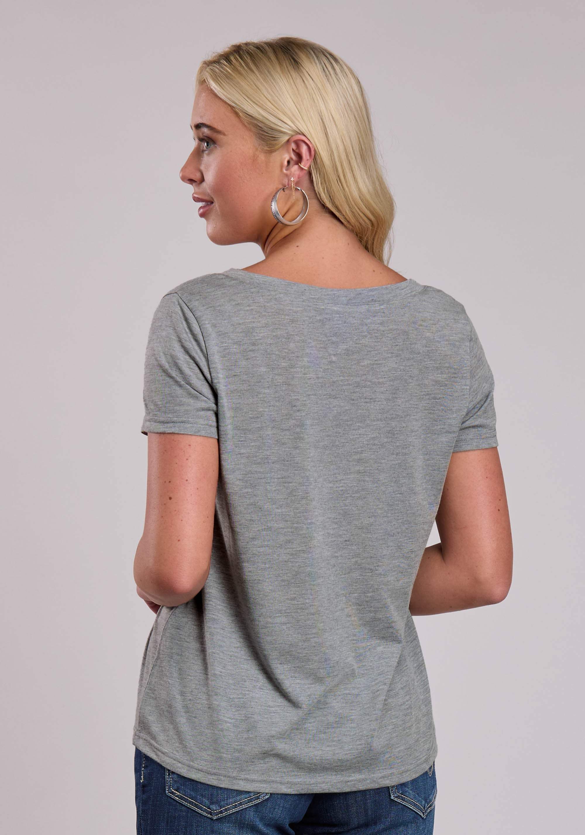 Womens Roper Poly Rayon Jersey Heather Grey Short Sleeve Shirt - Roper - Flyclothing LLC