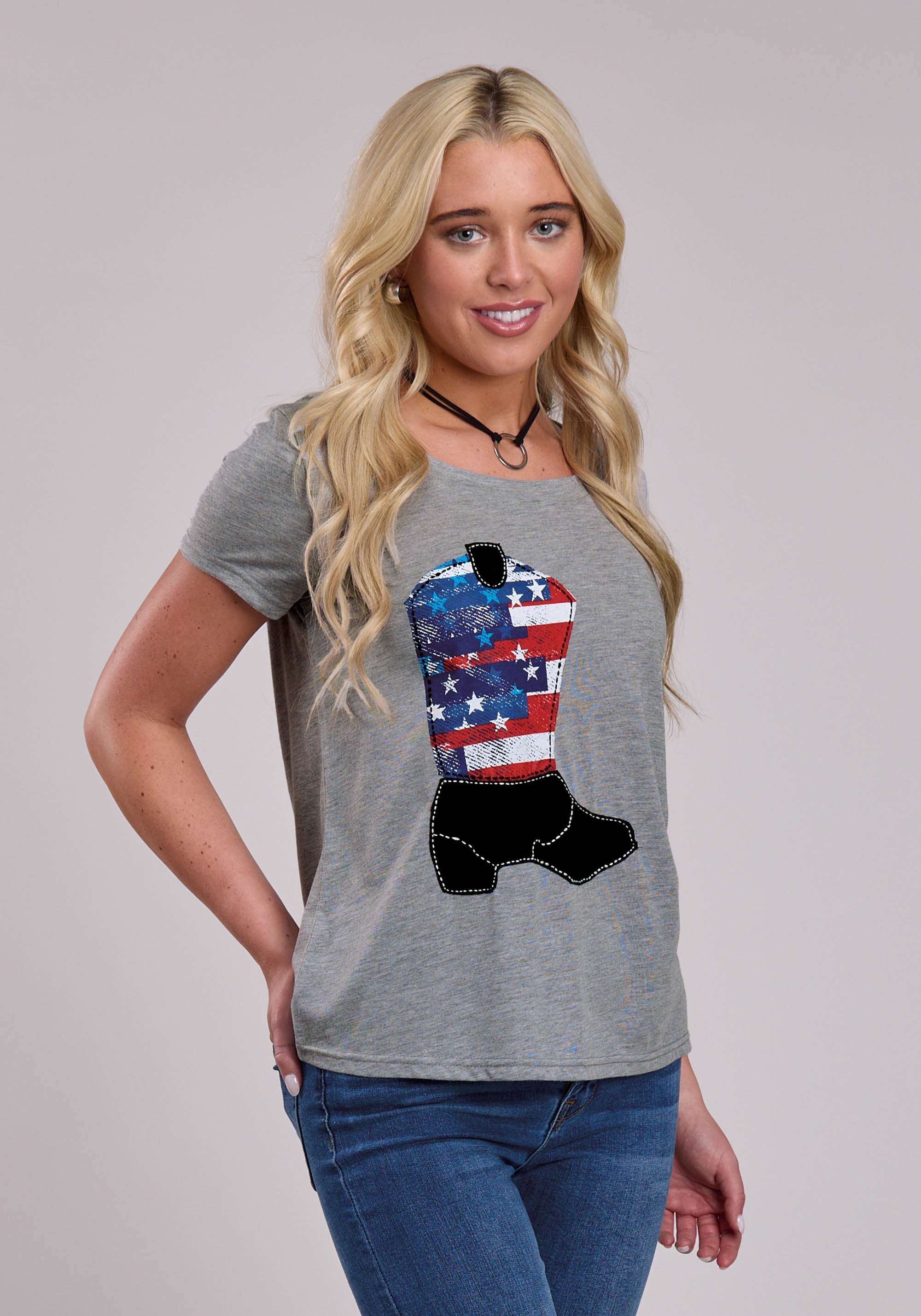 Womens Roper Poly Rayon Heather Jersey Short Sleeve Shirt