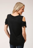 Roper Womens Short Sleeve Knit Poly Rayon Short Sleeve  Scoop Neck Tee Top - Roper