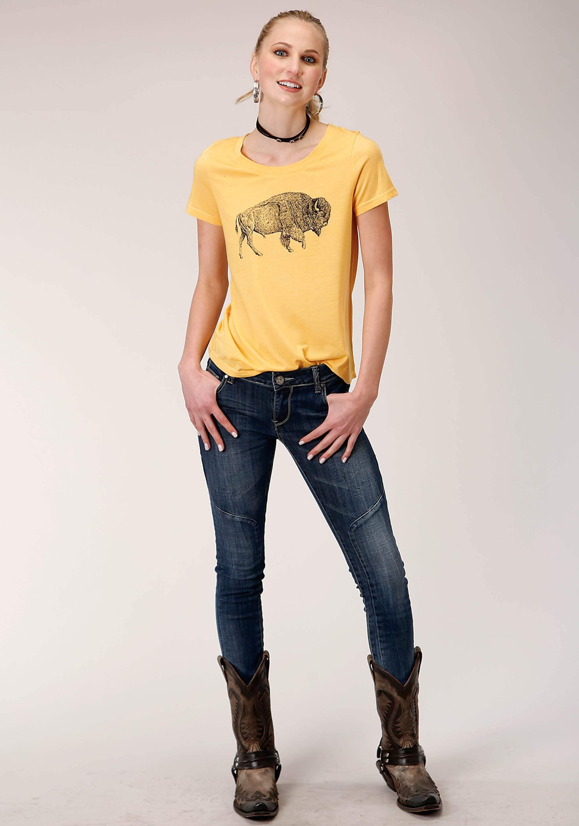 Roper Womens Short Sleeve Knit Poly Rayon Short Sleeve Tee Top - Roper - Flyclothing LLC