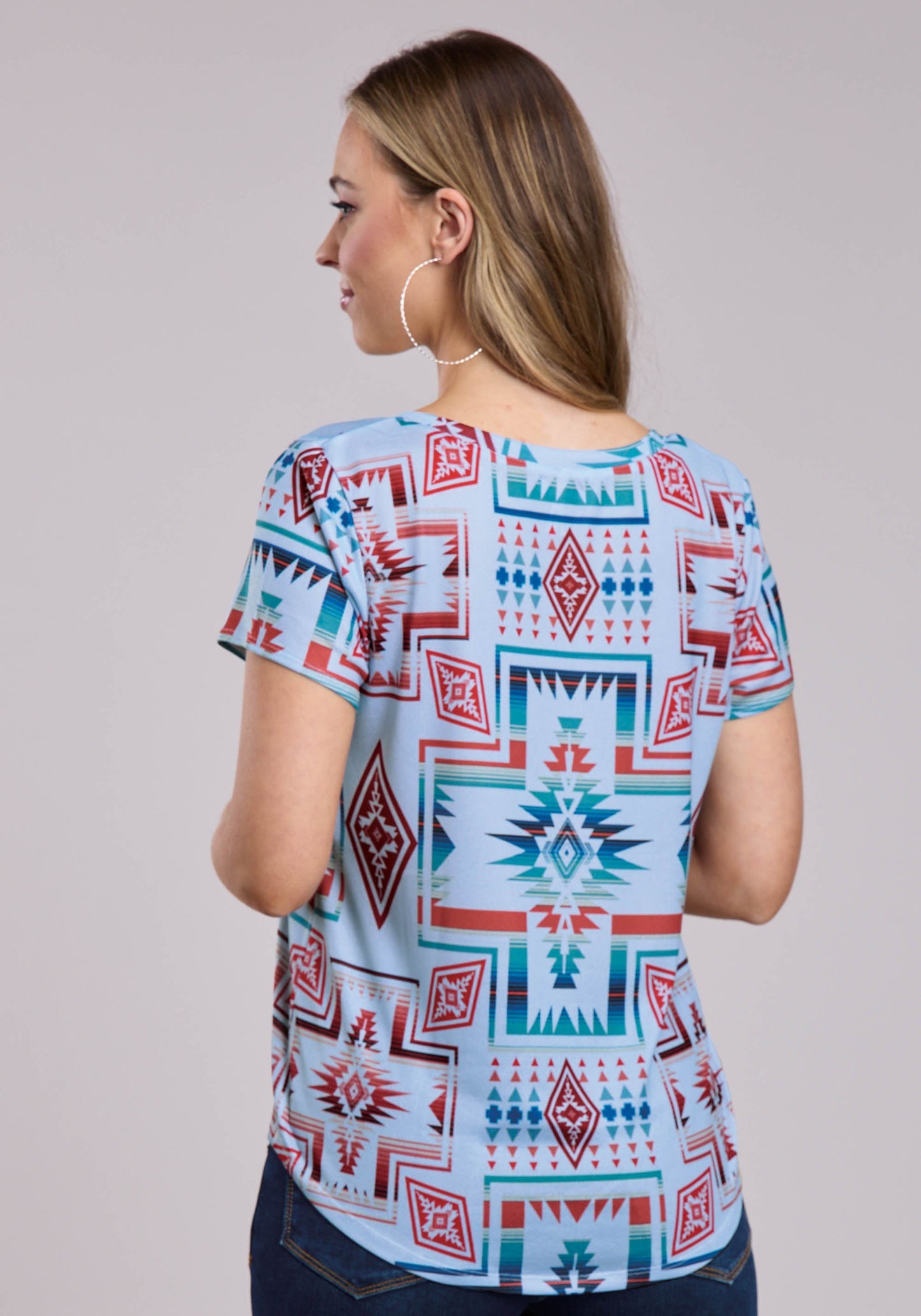 Womens Roper Sweater Knit Scoop Neck Short Sleeve Shirt
