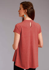 Roper Womens Red Solid Short Sleeve Knit Top - Roper - Flyclothing LLC