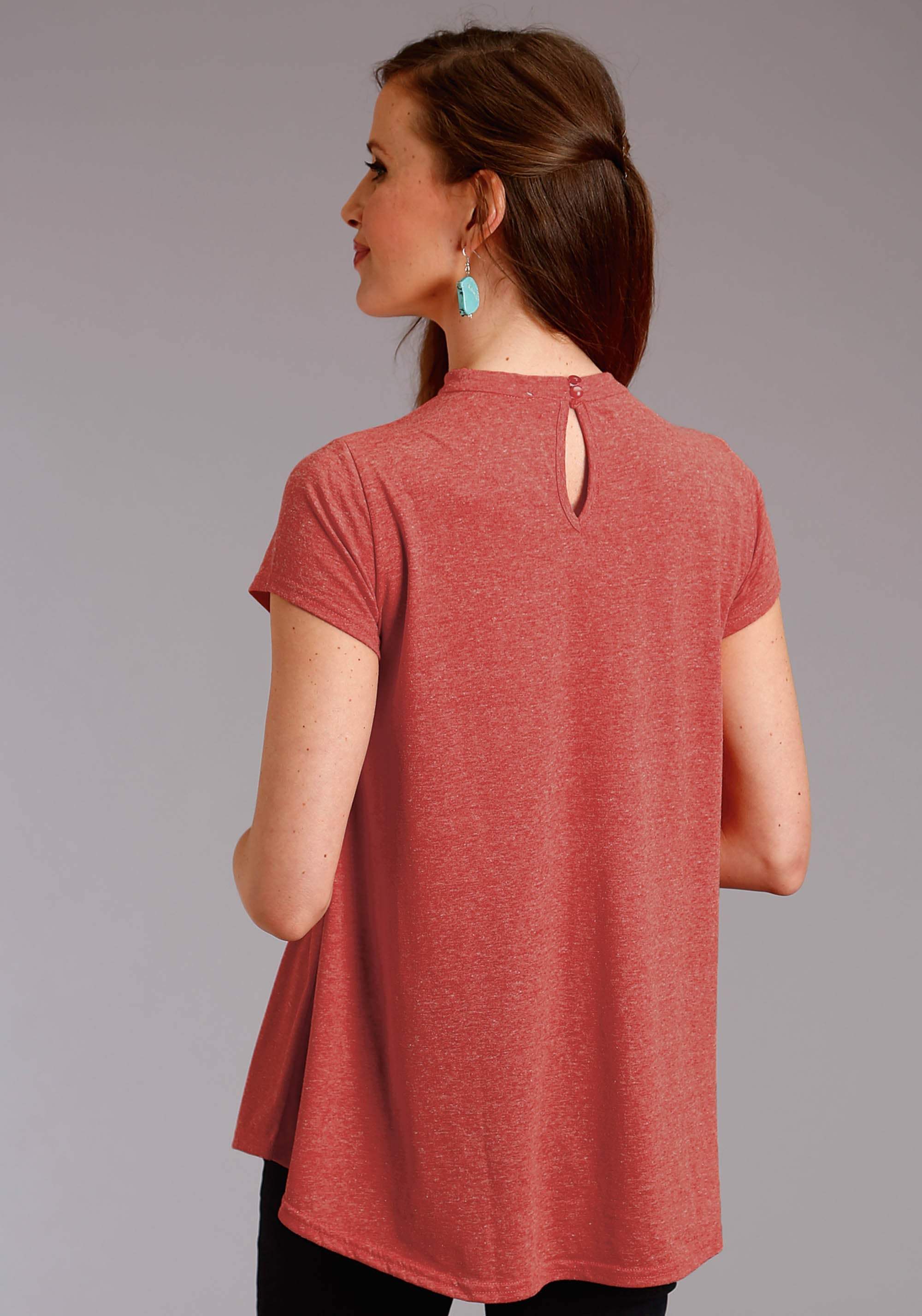 Roper Womens Red Solid Short Sleeve Knit Top - Roper - Flyclothing LLC