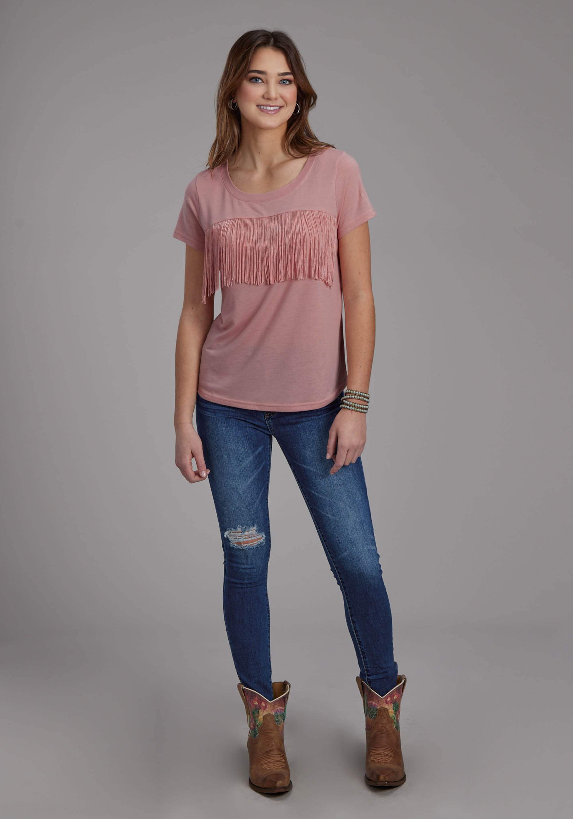 Roper Womens Poly Rayon Ss Tee Short Sleeve Pullover Western Shirt - Roper - Flyclothing LLC
