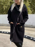 Full Size Asymmetrical Zip-Up Hooded Fleece Outerwear Plus Size - Trendsi - Flyclothing LLC