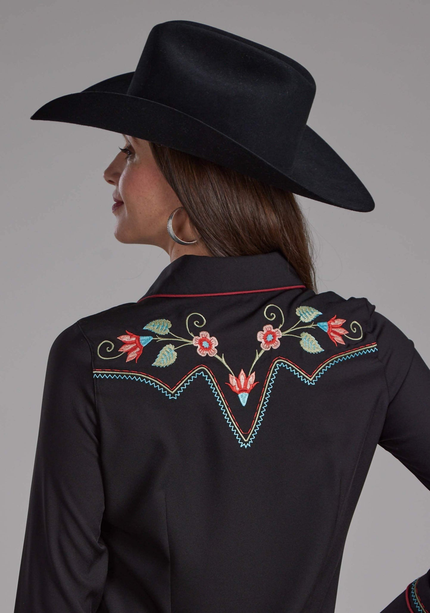 Roper Womens Poly Spandex Twill Retro Shirt Long Sleeve Snap Western Shirt - Roper - Flyclothing LLC