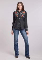 Roper Womens Long Sleeve Snap Poly Spandex Retro Shirt Western Shirt - Roper - Flyclothing LLC