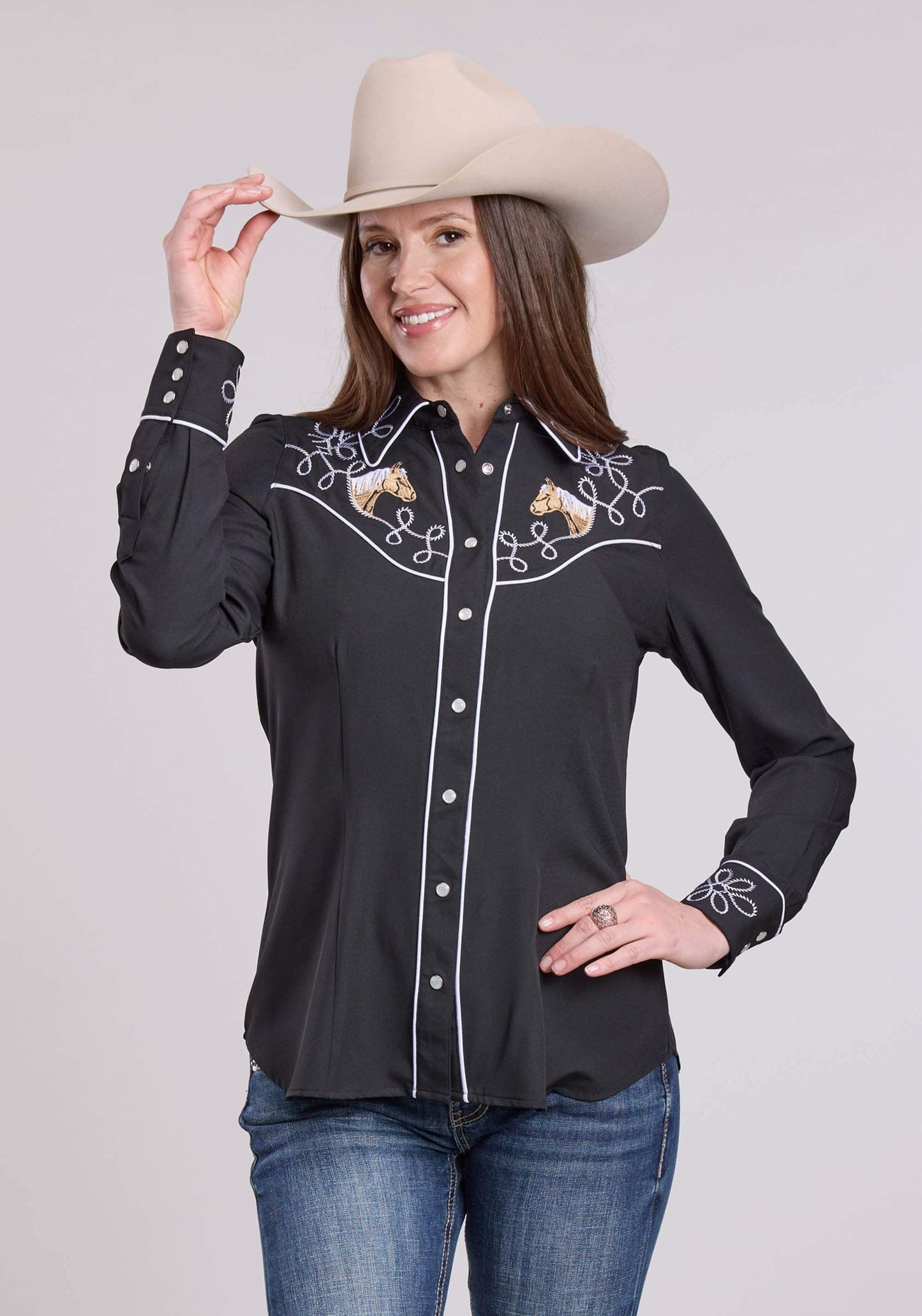 Womens Roper Poly Spandex Retro Long Sleeve Snap Shirt - Roper - Flyclothing LLC