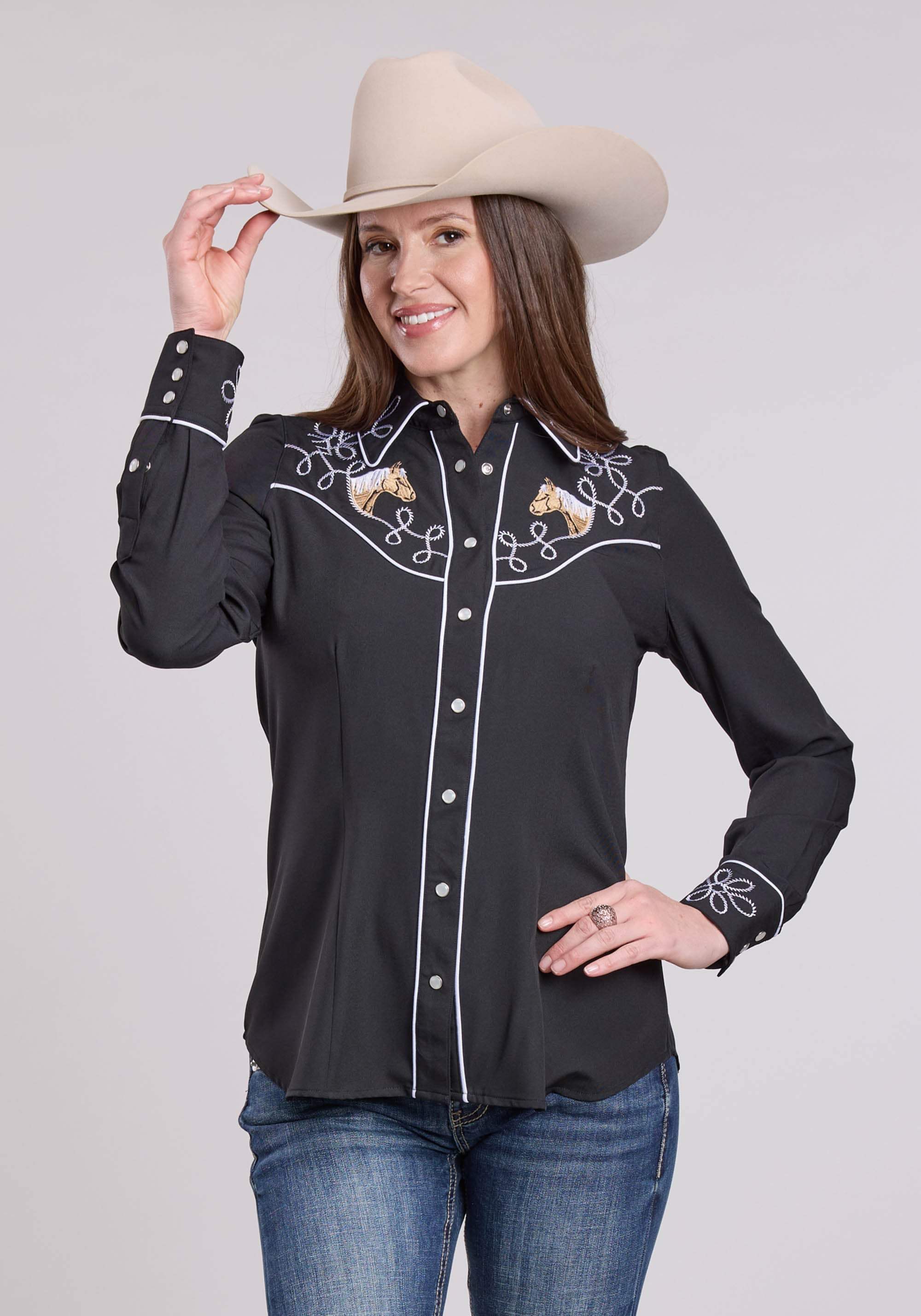 Womens Roper Poly Spandex Retro Long Sleeve Snap Shirt - Roper - Flyclothing LLC