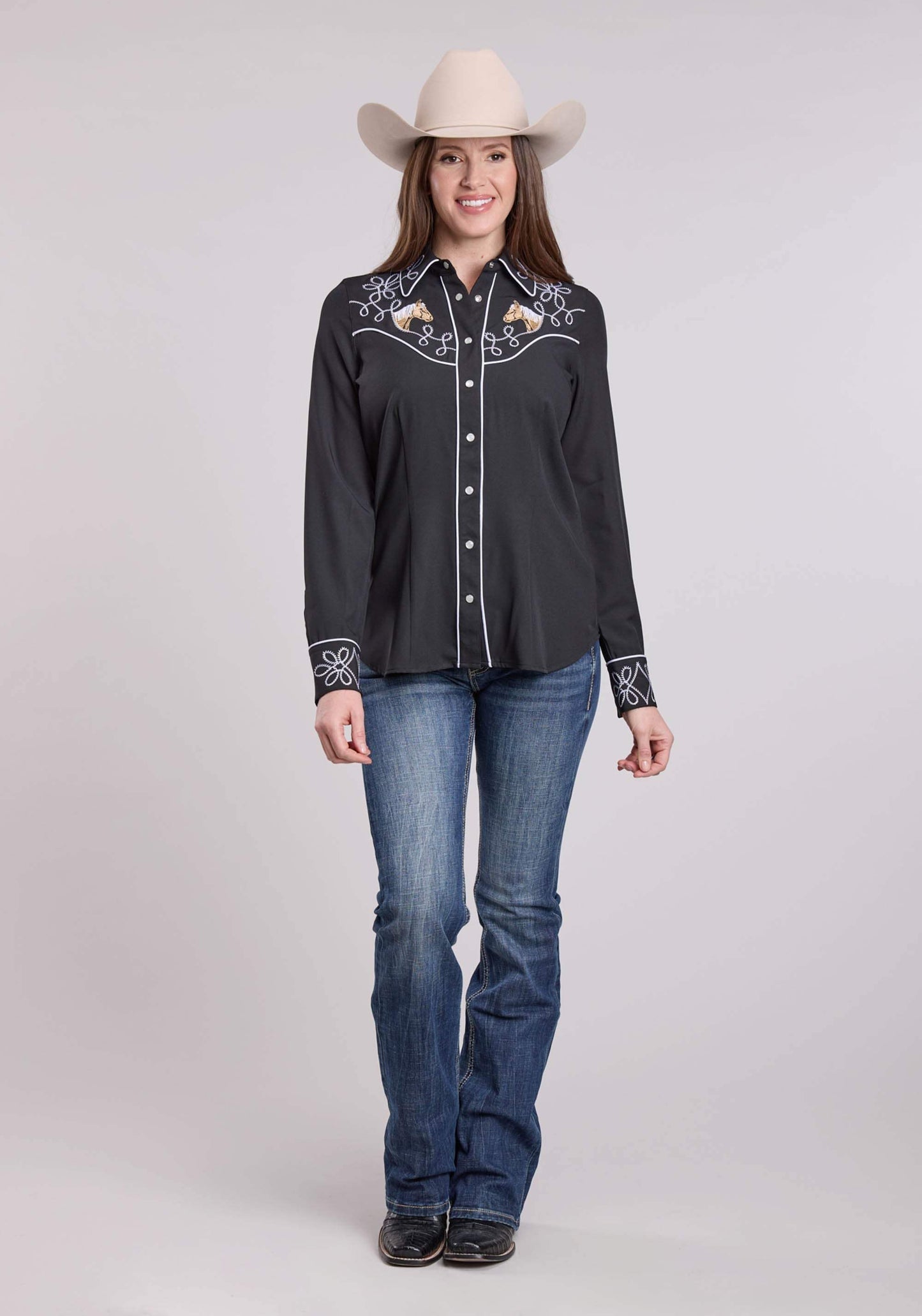 Womens Roper Poly Spandex Retro Long Sleeve Snap Shirt - Roper - Flyclothing LLC