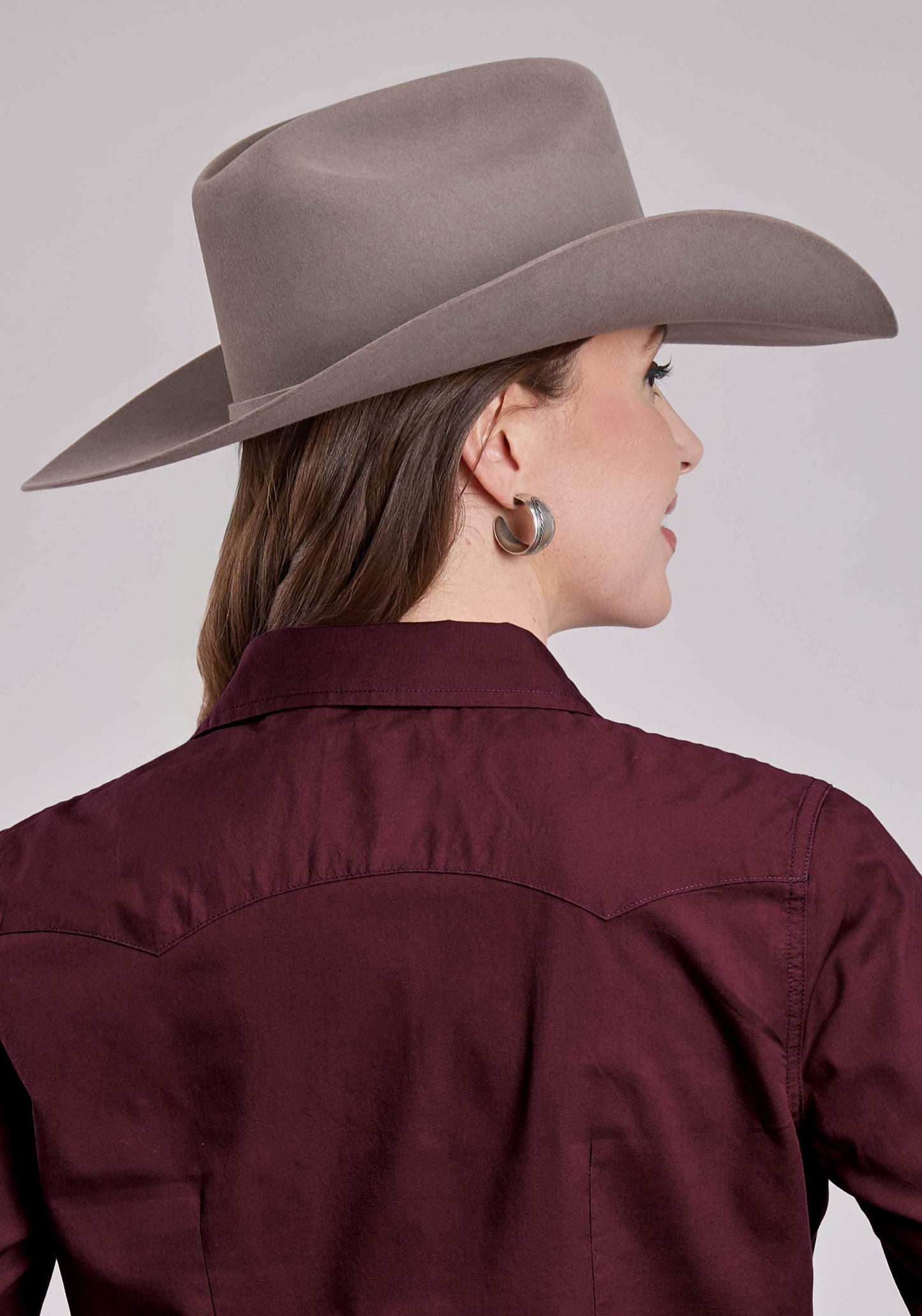 Womens Roper Solid Poplin Wine Long Sleeve Snap Shirt - Roper - Flyclothing LLC