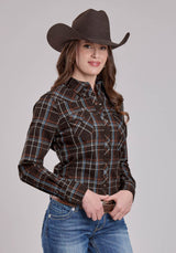 Womens Roper Arrow Dobby Long Sleeve Snap Shirt