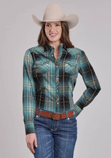Womens Long Sleeve Snap Aztec Dobby Western Shirt - Roper - Flyclothing LLC