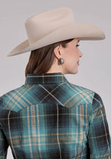 Womens Long Sleeve Snap Aztec Dobby Western Shirt - Roper - Flyclothing LLC