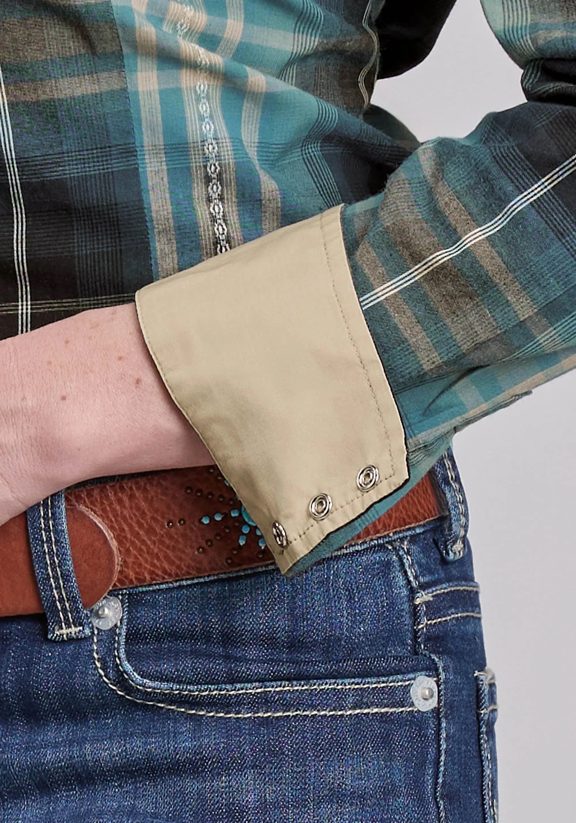 Womens Long Sleeve Snap Aztec Dobby Western Shirt - Roper - Flyclothing LLC