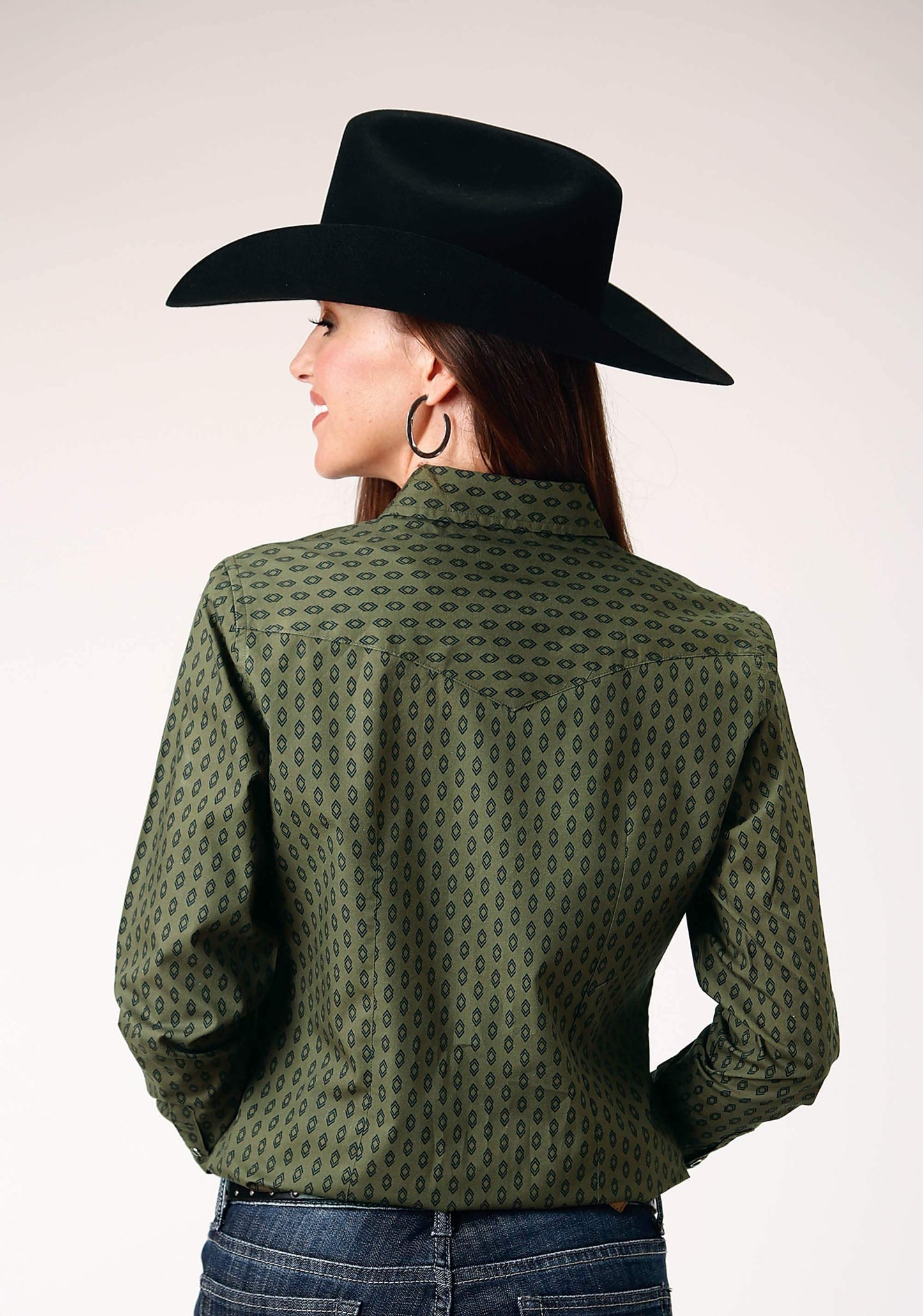 Roper Womens Long Sleeve Snap Drybrush Diamonds Western Shirt - Roper - Flyclothing LLC