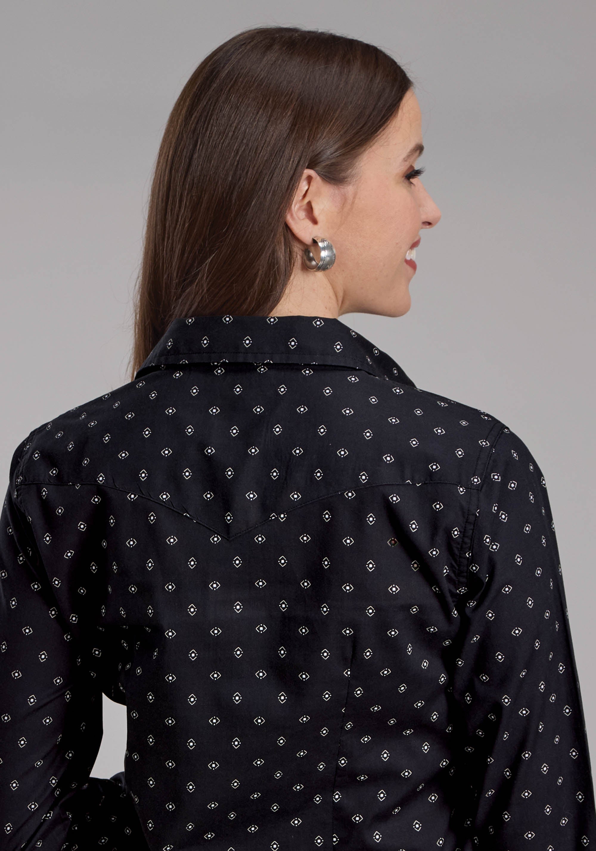 Roper Womens Broken Diamonds Long Sleeve Snap Western Shirt