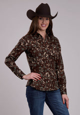 Roper Womens Long Sleeve Snap Brilliant Paisley Print Western Shirt