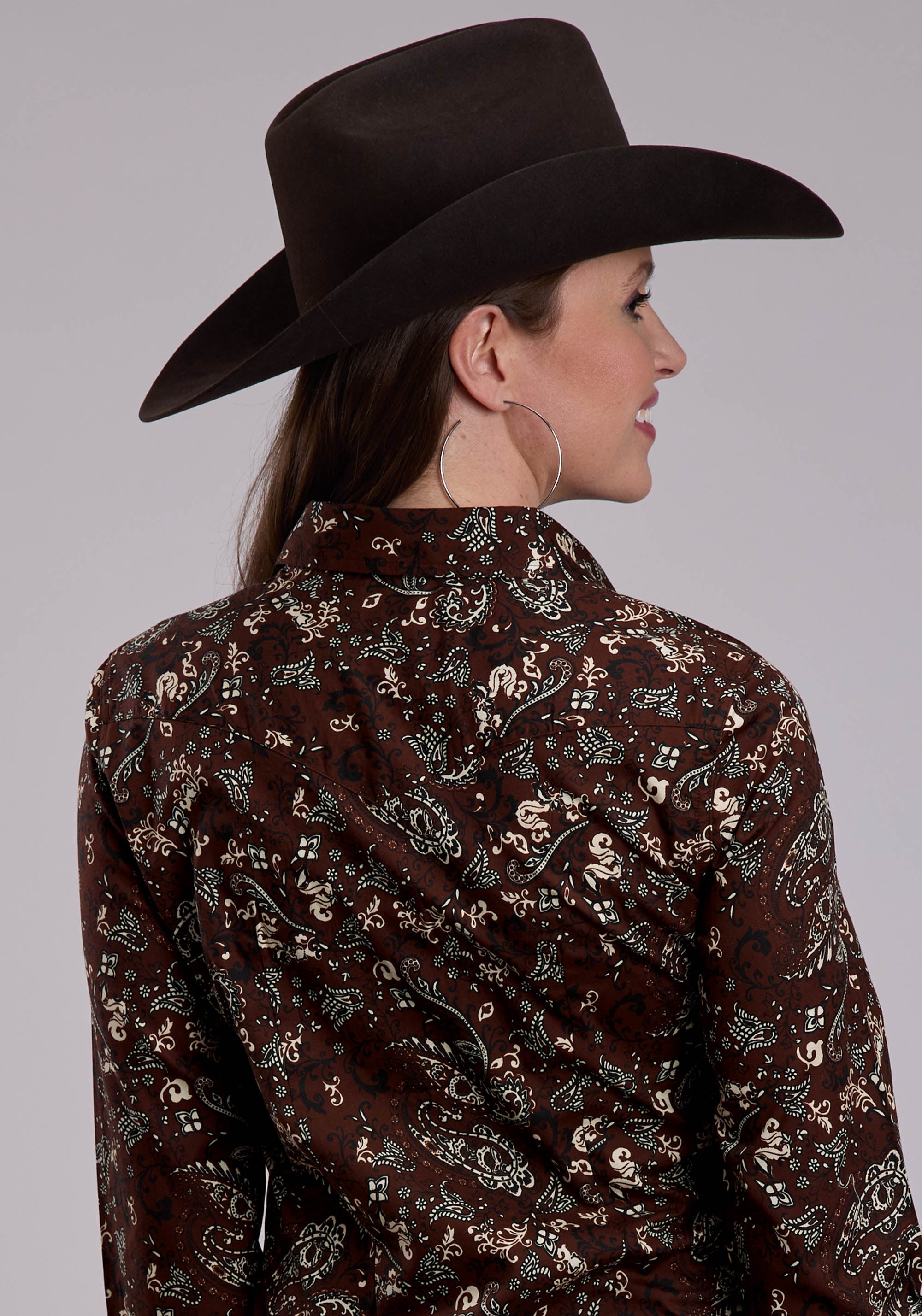 Roper Womens Long Sleeve Snap Brilliant Paisley Print Western Shirt