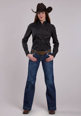 Roper Womens Long Sleeve Snap Aztec Foulard Print Western Shirt