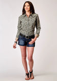 Roper Womens Long Sleeve Snap Estampa Paisley Western Shirt - Roper