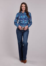 Womens Roper Tropical Print Long Sleeve Snap Shirt