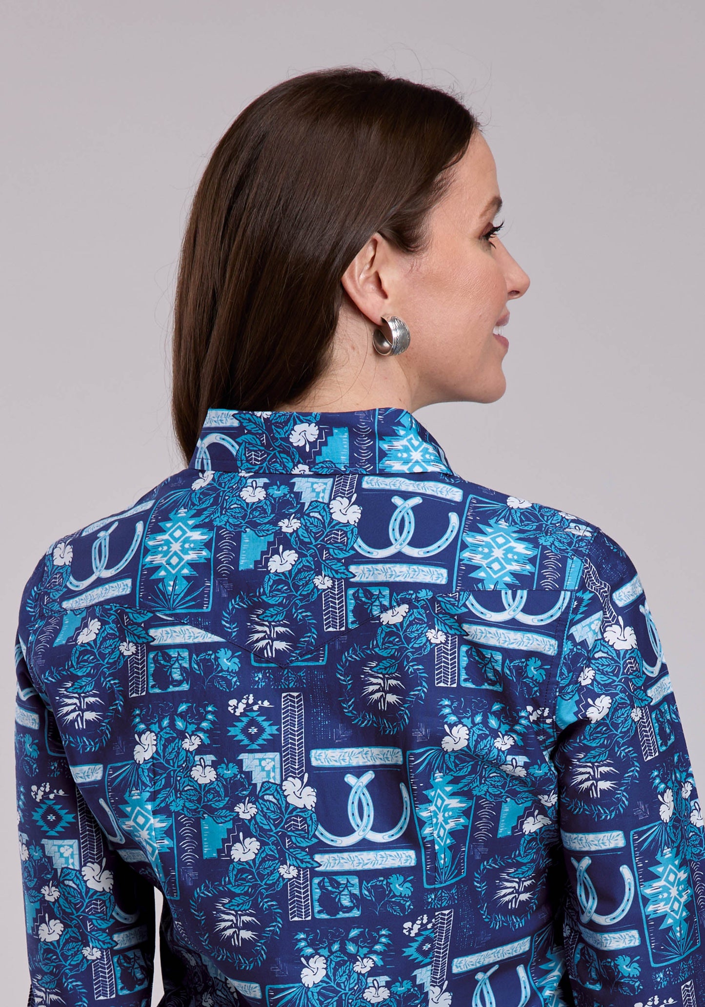 Womens Roper Tropical Print Long Sleeve Snap Shirt
