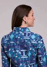 Womens Roper Tropical Print Long Sleeve Snap Shirt
