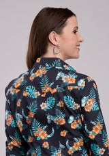 Womens Roper Hawaiian Print Long Sleeve Snap Shirt