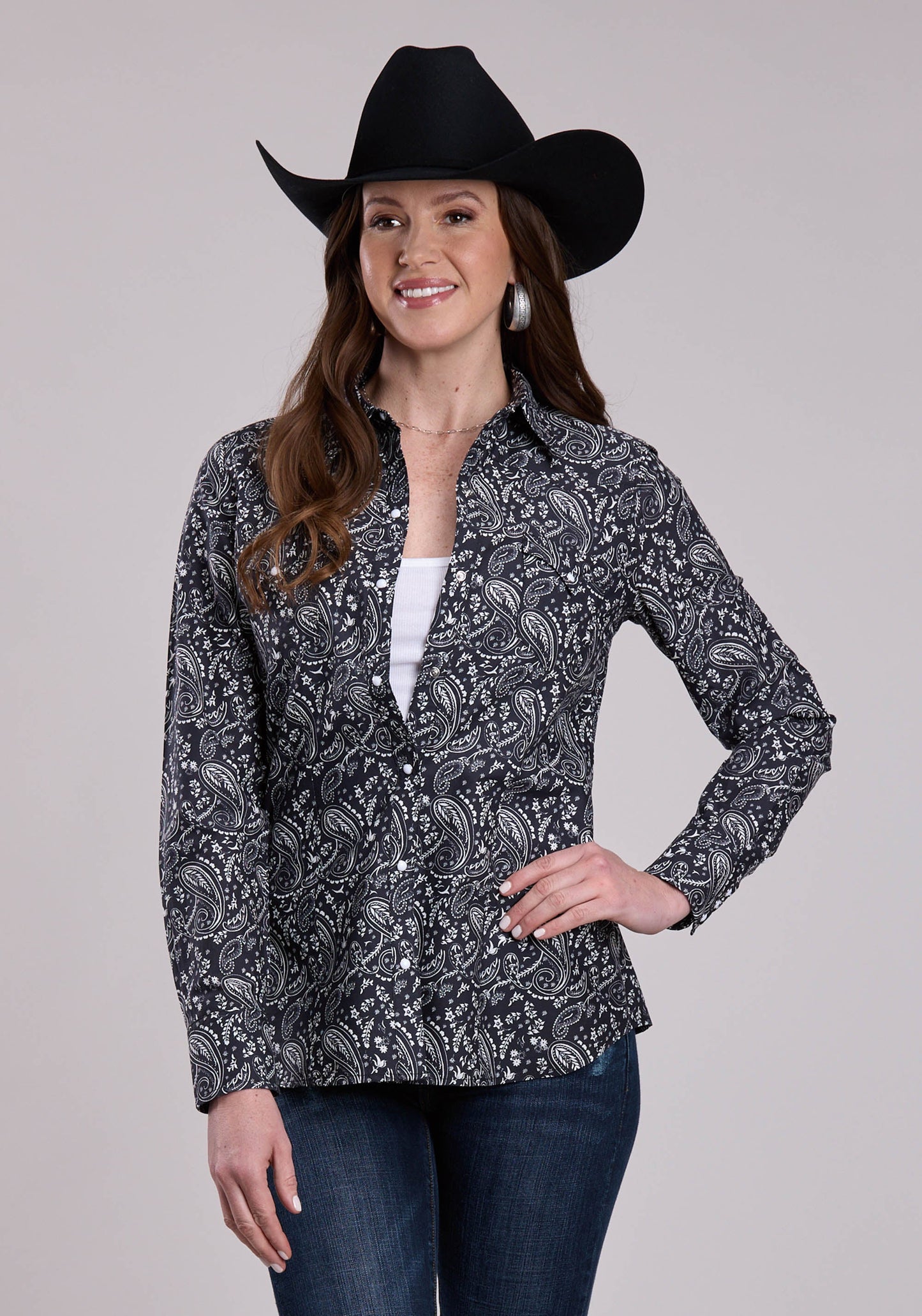 Womens Roper Archive Paisley Print Long Sleeve Snap Shirt