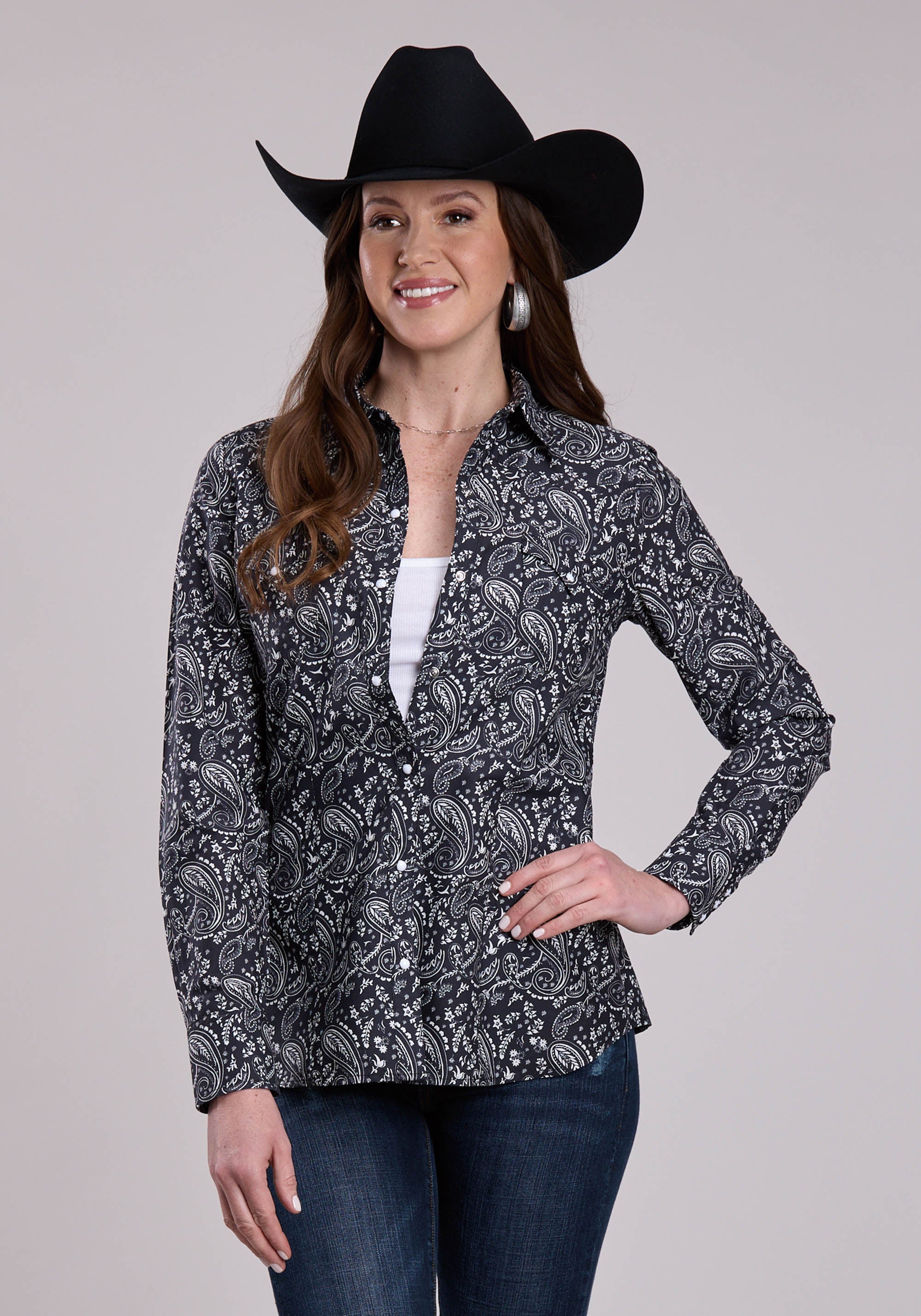 Womens Roper Archive Paisley Print Long Sleeve Snap Shirt