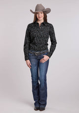 Roper Womens Long Sleeve Snap Paisley Stamps Western Shirt