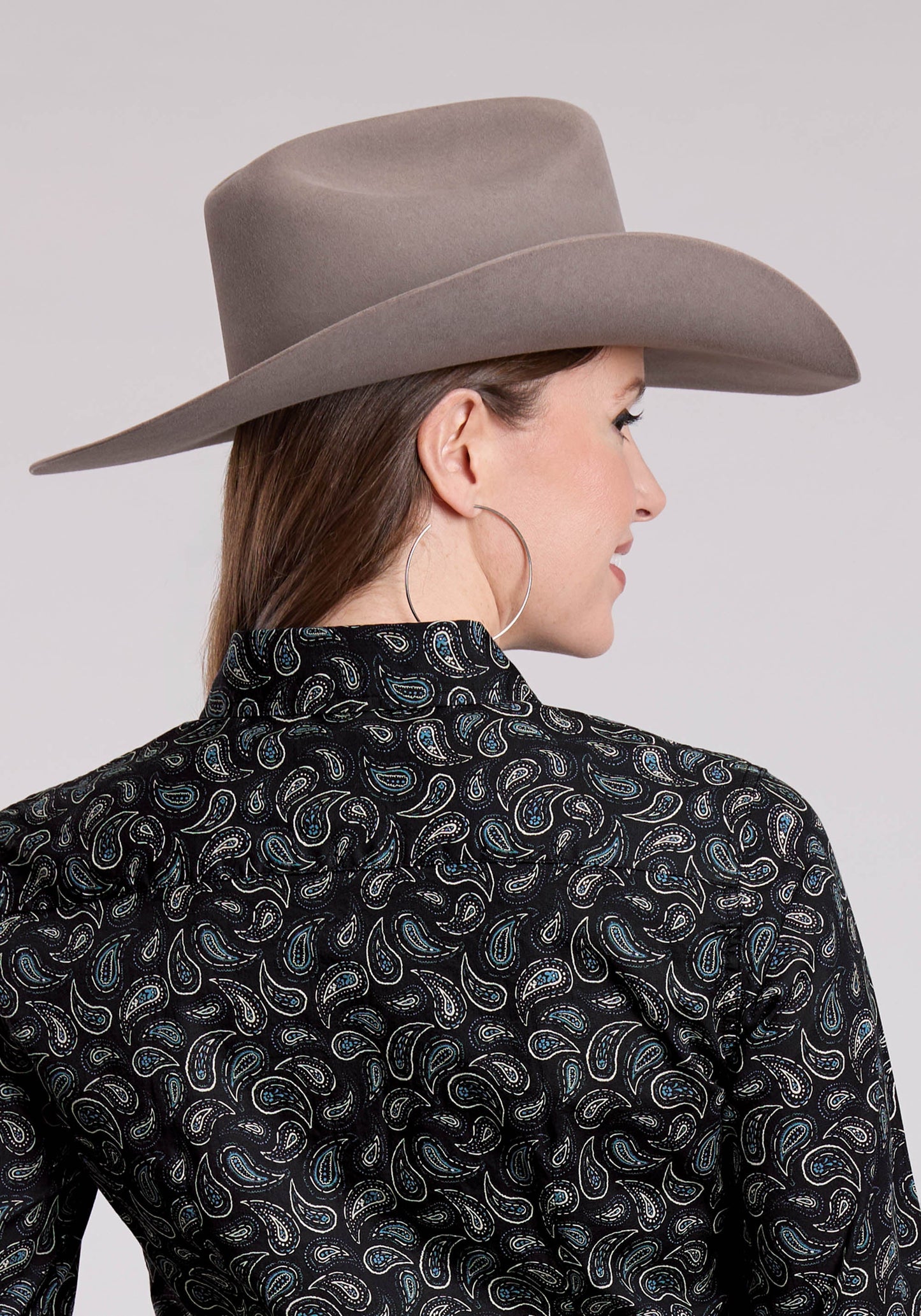 Roper Womens Long Sleeve Snap Paisley Stamps Western Shirt