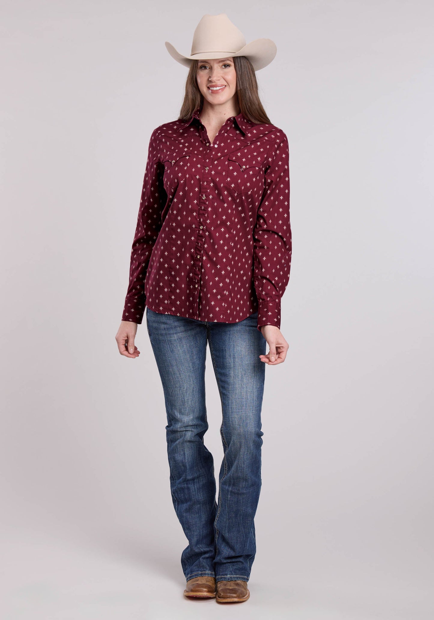 Roper Womens Long Sleeve Snap Mini Aztec Western Shirt