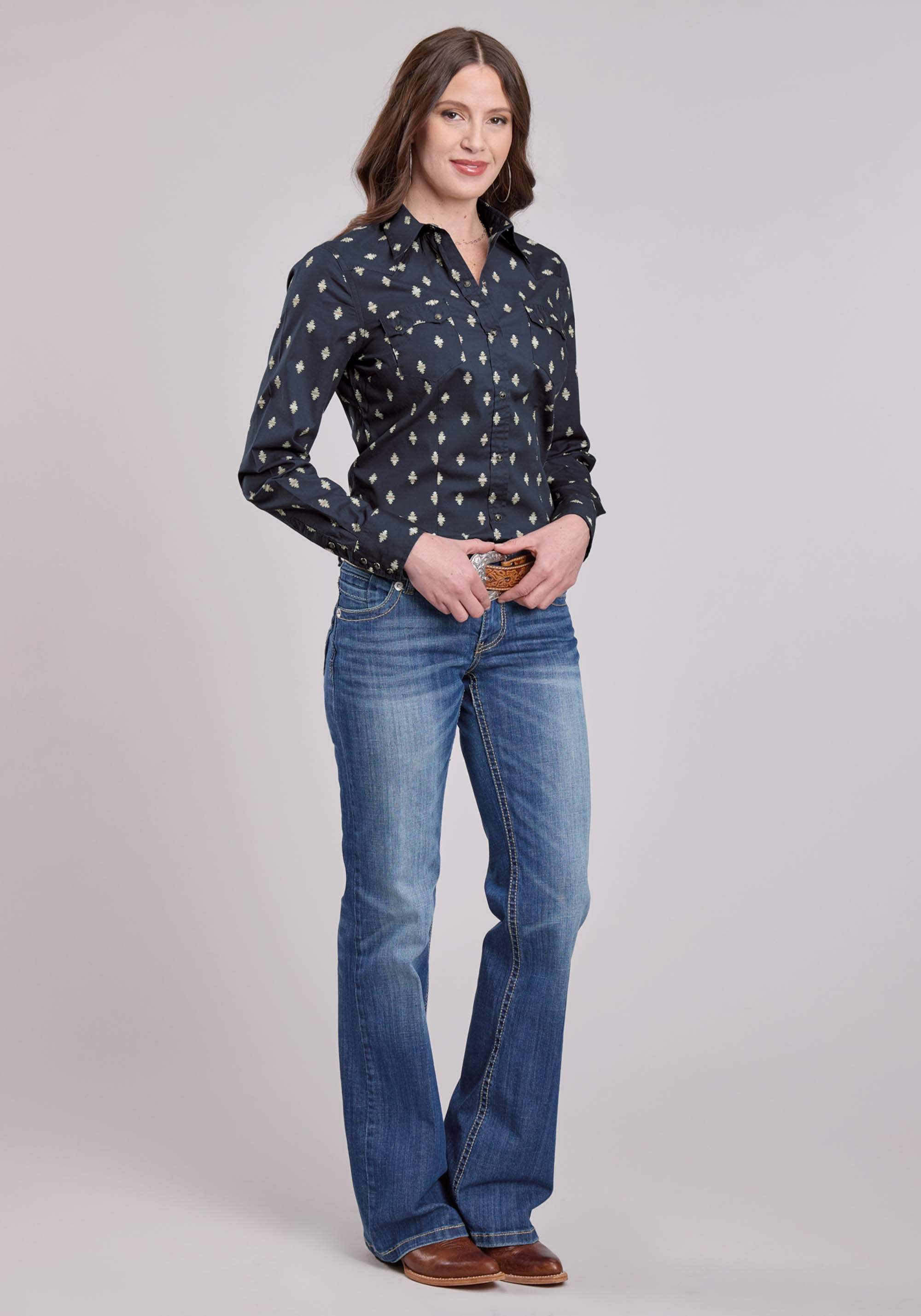 Womens Roper Ombre Aztecs Long Sleeve Snap Shirt - Roper - Flyclothing LLC