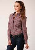 Roper Womens Long Sleeve Snap Western Diamond Print Western Shirt - Roper