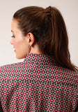 Roper Womens Long Sleeve Snap Western Diamond Print Western Shirt - Roper