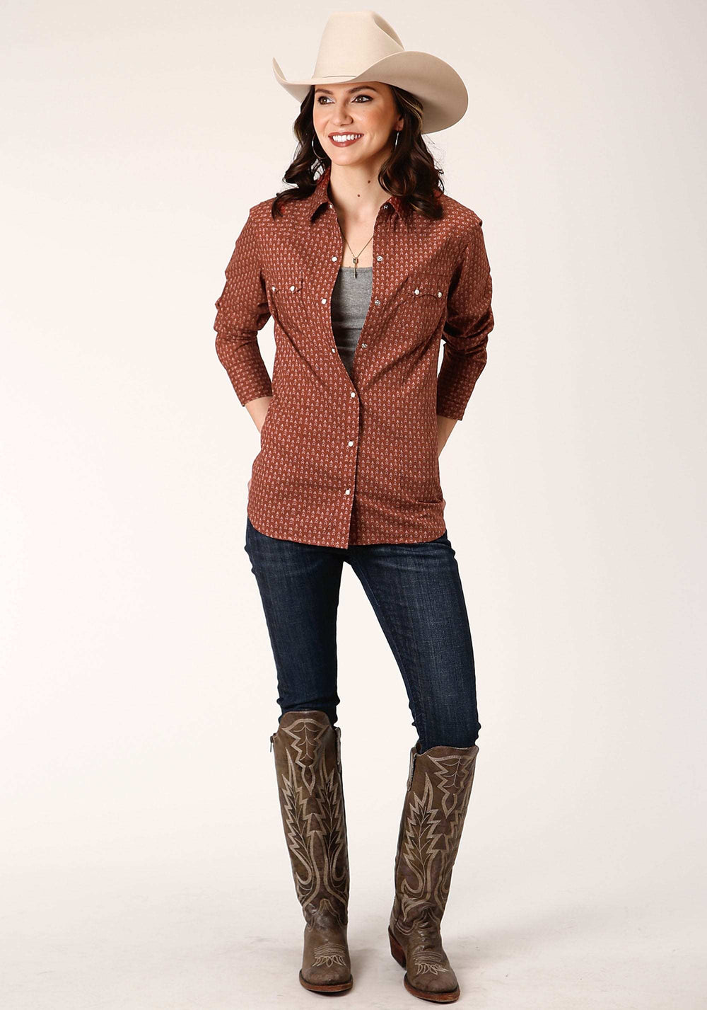 Roper Womens Long Sleeve Snap Arrow Geo Western Shirt - Roper - Flyclothing LLC