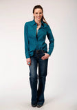 Roper Womens Long Sleeve Snap Tiles Print Western Shirt - Roper