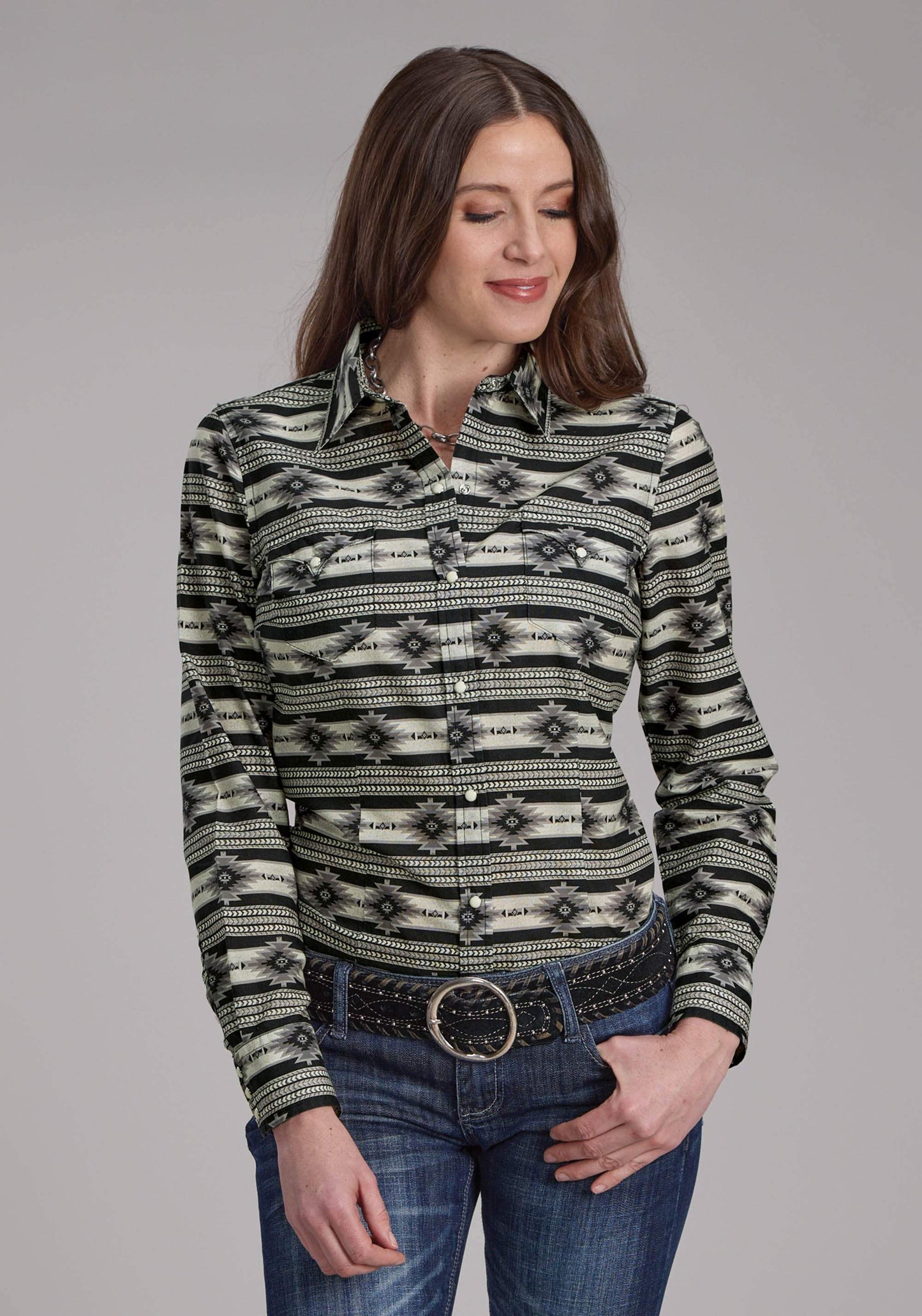 Roper Womens Santa Fe Aztec Long Sleeve Snap Western Shirt - Roper - Flyclothing LLC