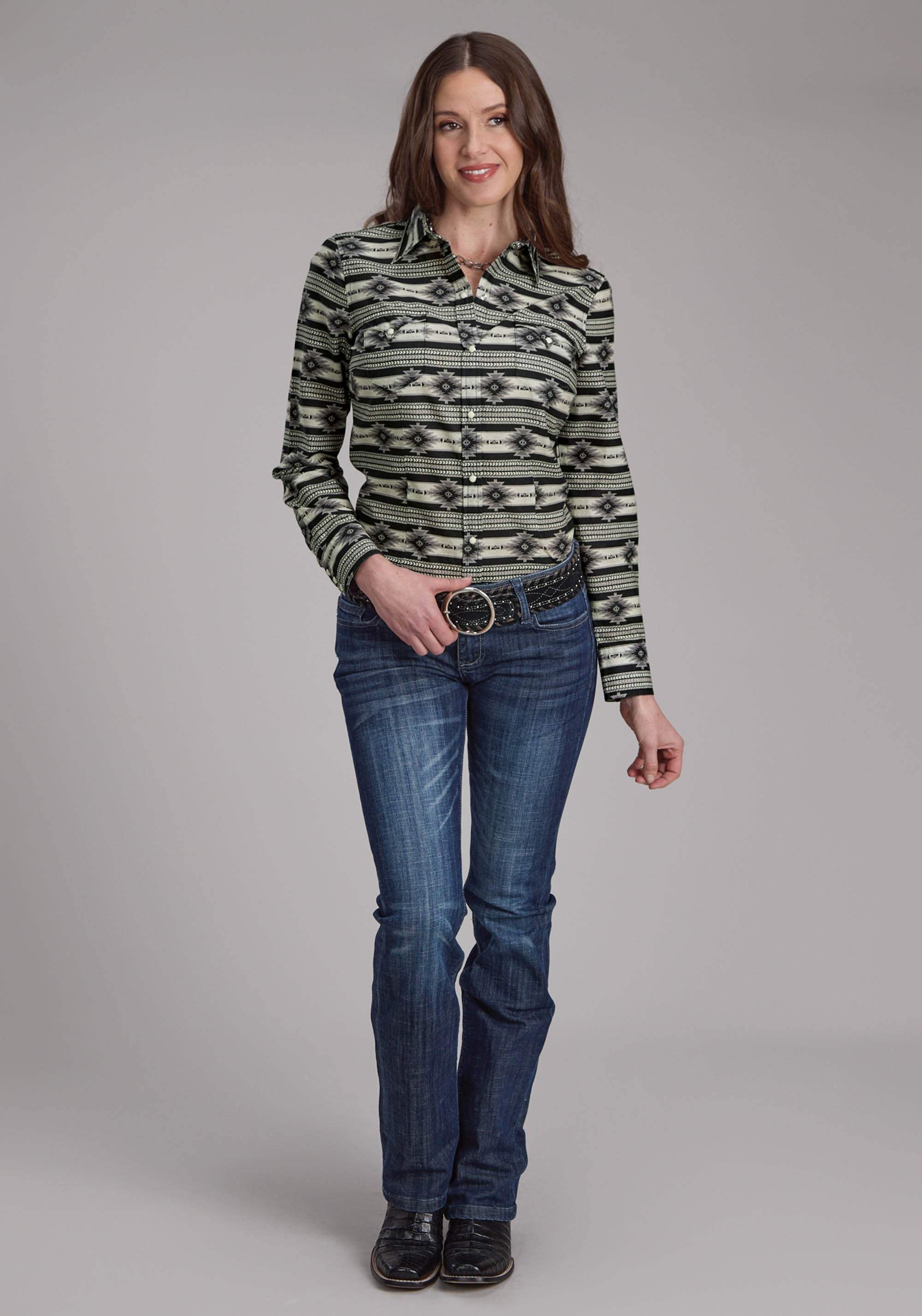 Roper Womens Santa Fe Aztec Long Sleeve Snap Western Shirt - Roper - Flyclothing LLC