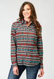 Roper Womens Long Sleeve Snap Aztec Stripe Print Western Shirt - Roper