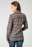 Roper Womens Long Sleeve Snap Aztec Stripe Print Western Shirt - Roper